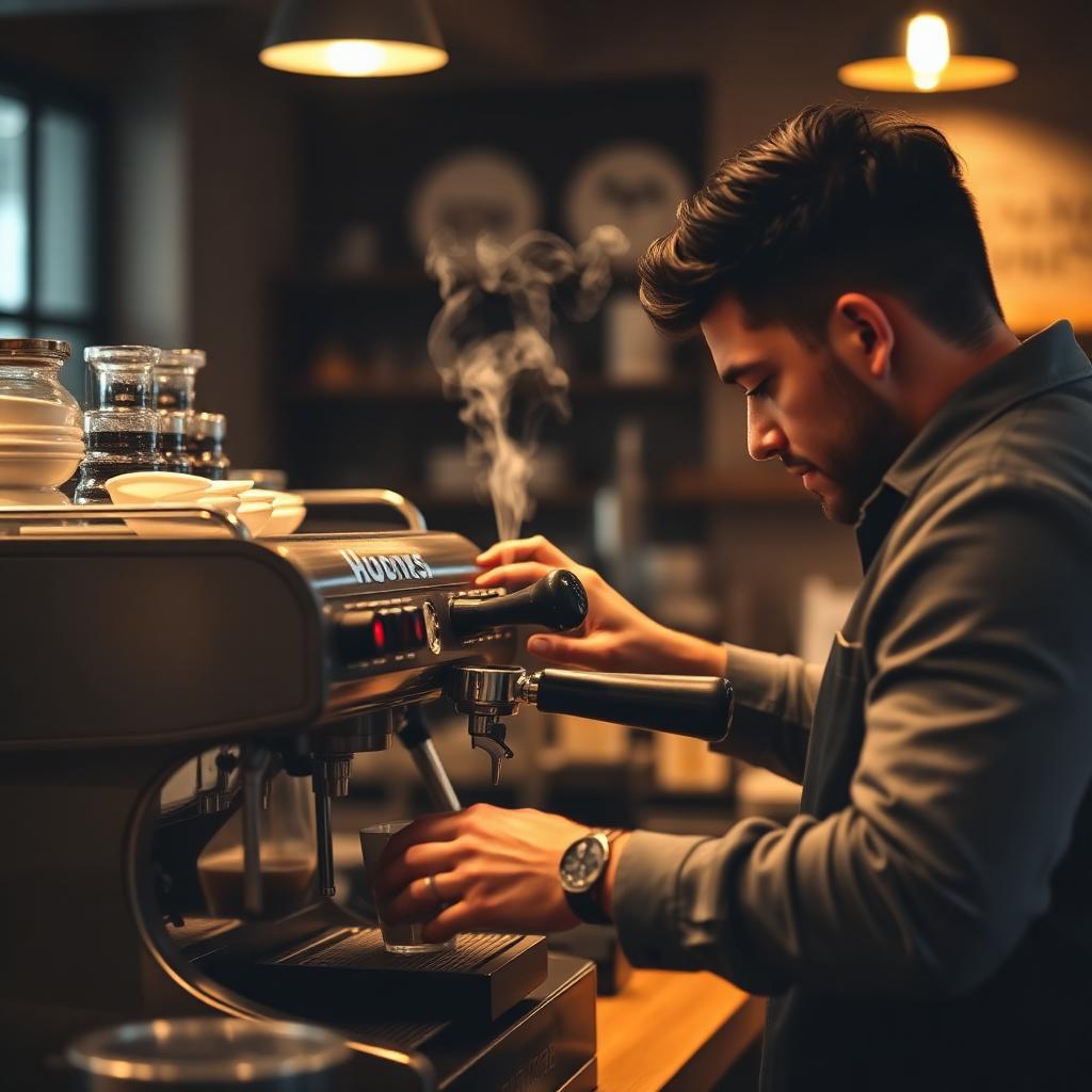 Barista pulling an espresso shot