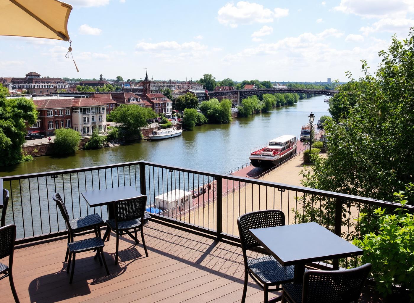 Riverside terrace overlooking the Thames
